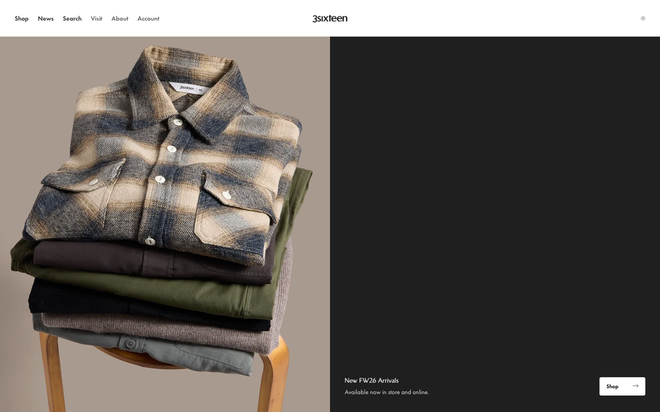 3sixteen desktop homepage showcase