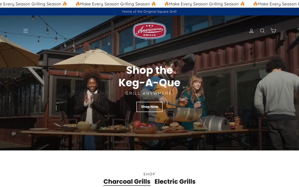 Americana Grills desktop homepage showcase
