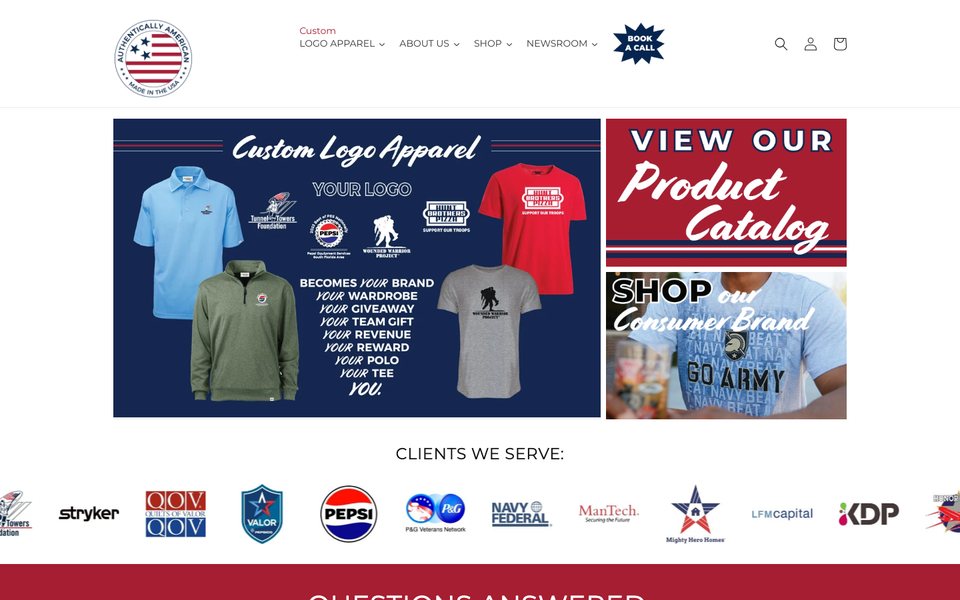 Authentically American desktop homepage showcase