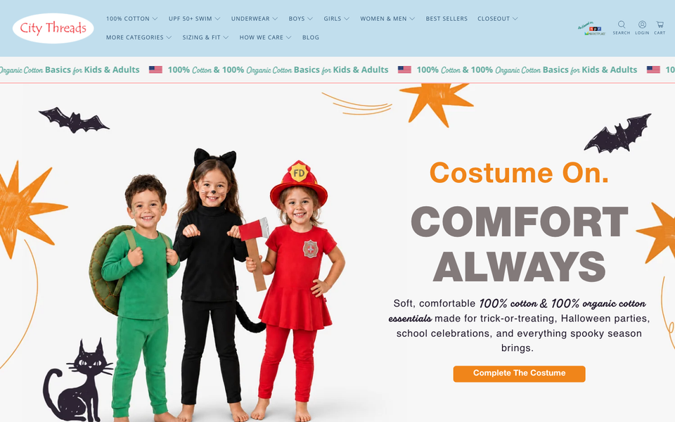 City Threads desktop homepage showcase