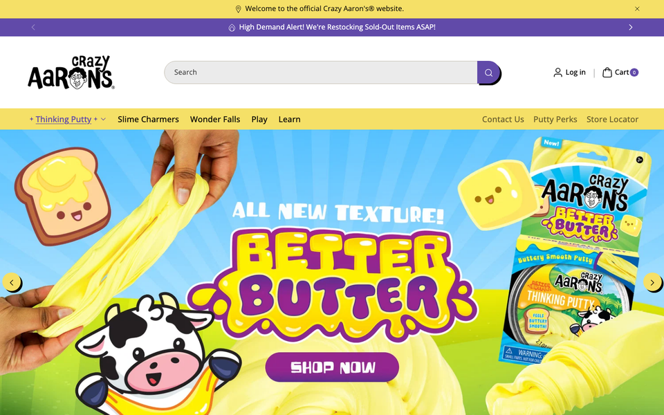 Crazy Aaron’s Thinking Putty desktop homepage showcase