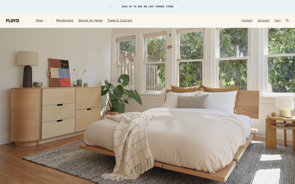Floyd Home desktop homepage showcase