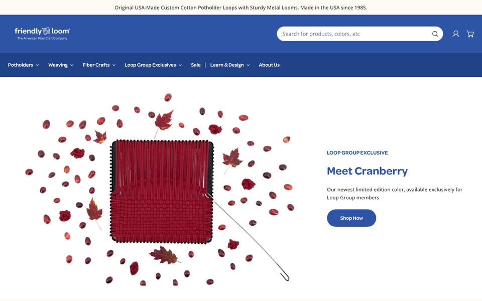Friendly Loom desktop homepage showcase