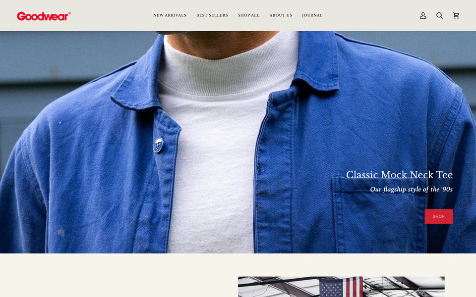 Goodwear desktop homepage showcase