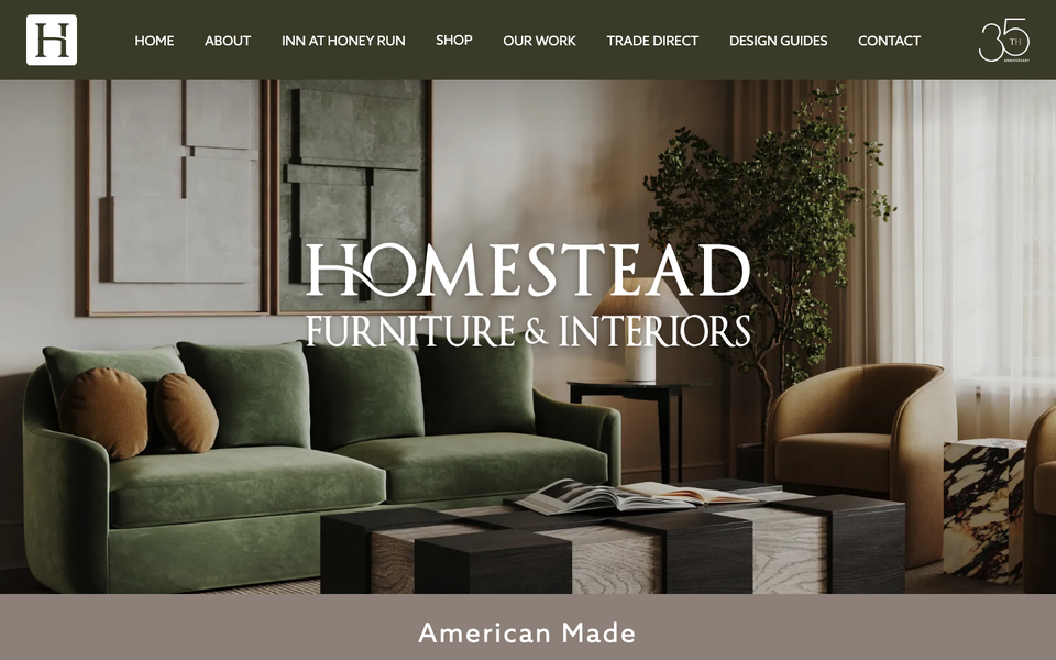Homestead desktop homepage showcase