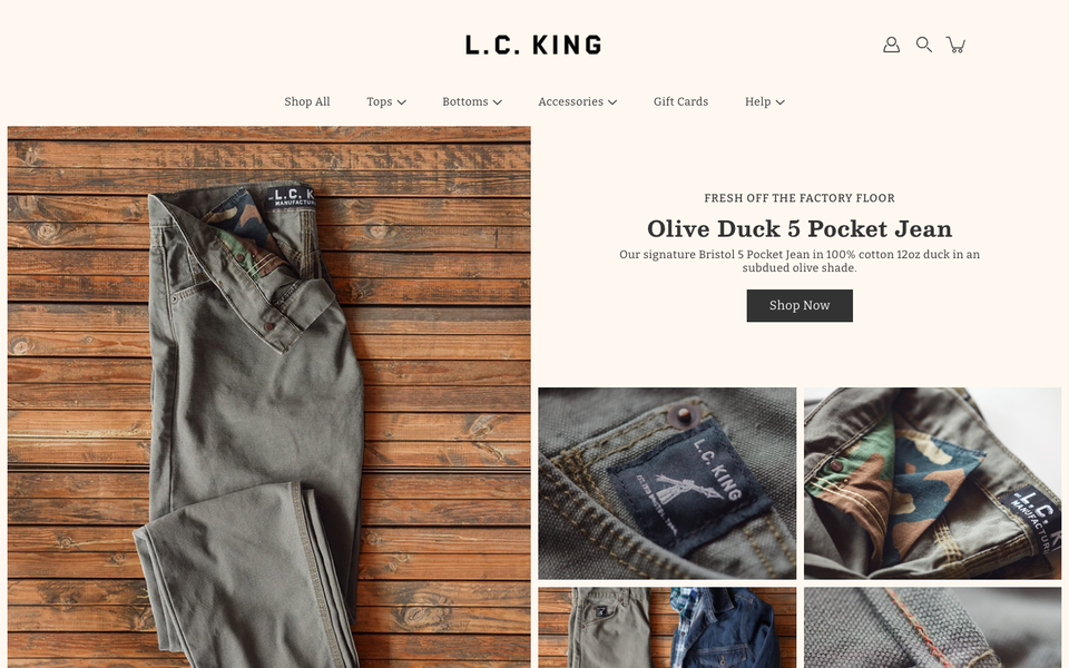 L.C. King Manufacturing desktop homepage showcase