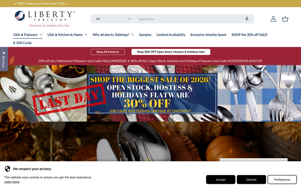Liberty Tabletop desktop homepage showcase