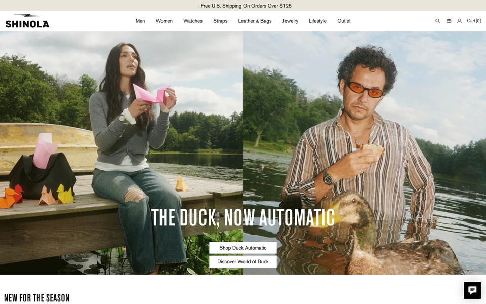 Shinola desktop homepage showcase