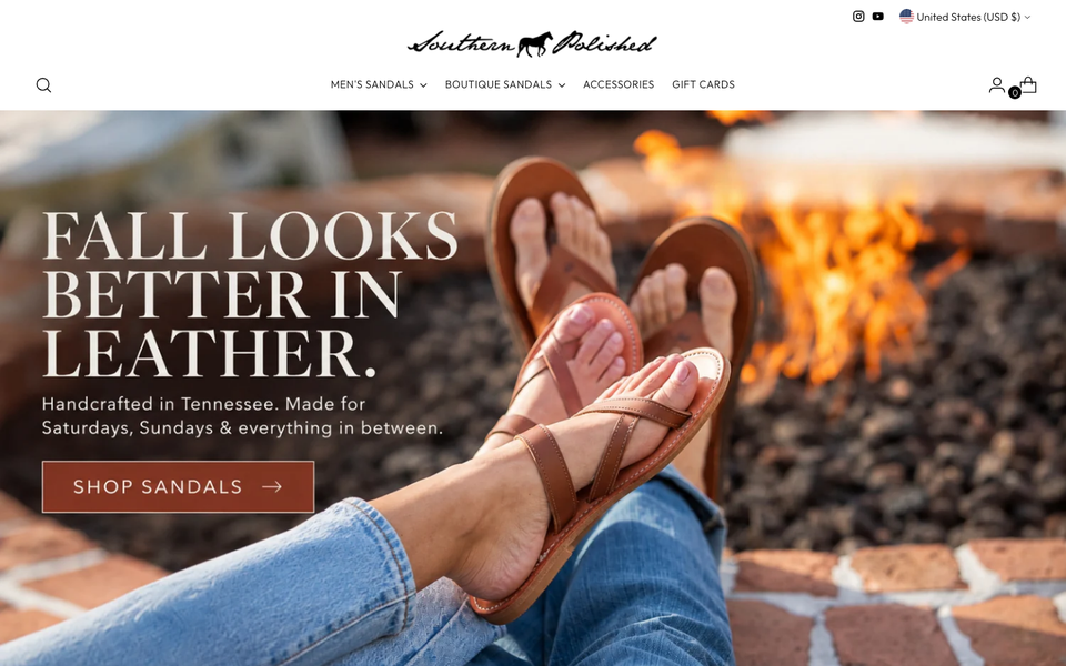 Southern Polished desktop homepage showcase
