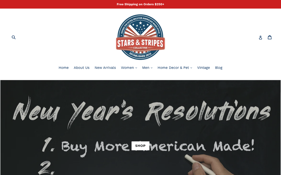 Stars & Stripes Collective desktop homepage showcase