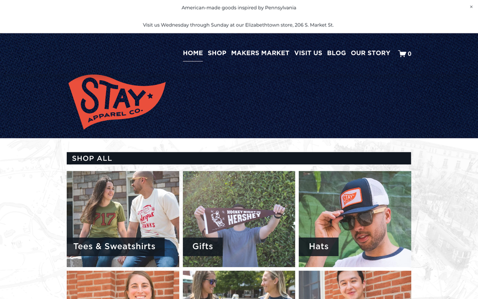 Stay Apparel Co. desktop homepage showcase