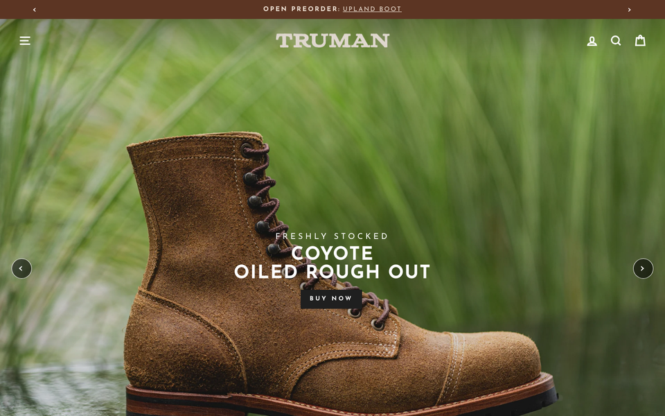 Truman Boot desktop homepage showcase