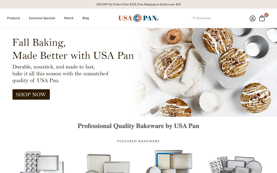 USA Pan desktop homepage showcase