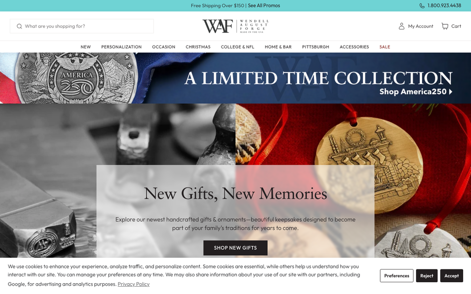 Wendell August Forge desktop homepage showcase