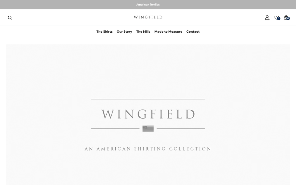 Wingfield desktop homepage showcase